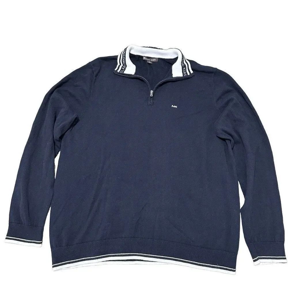 Michael Kors blue half zip sweater size XL. A476